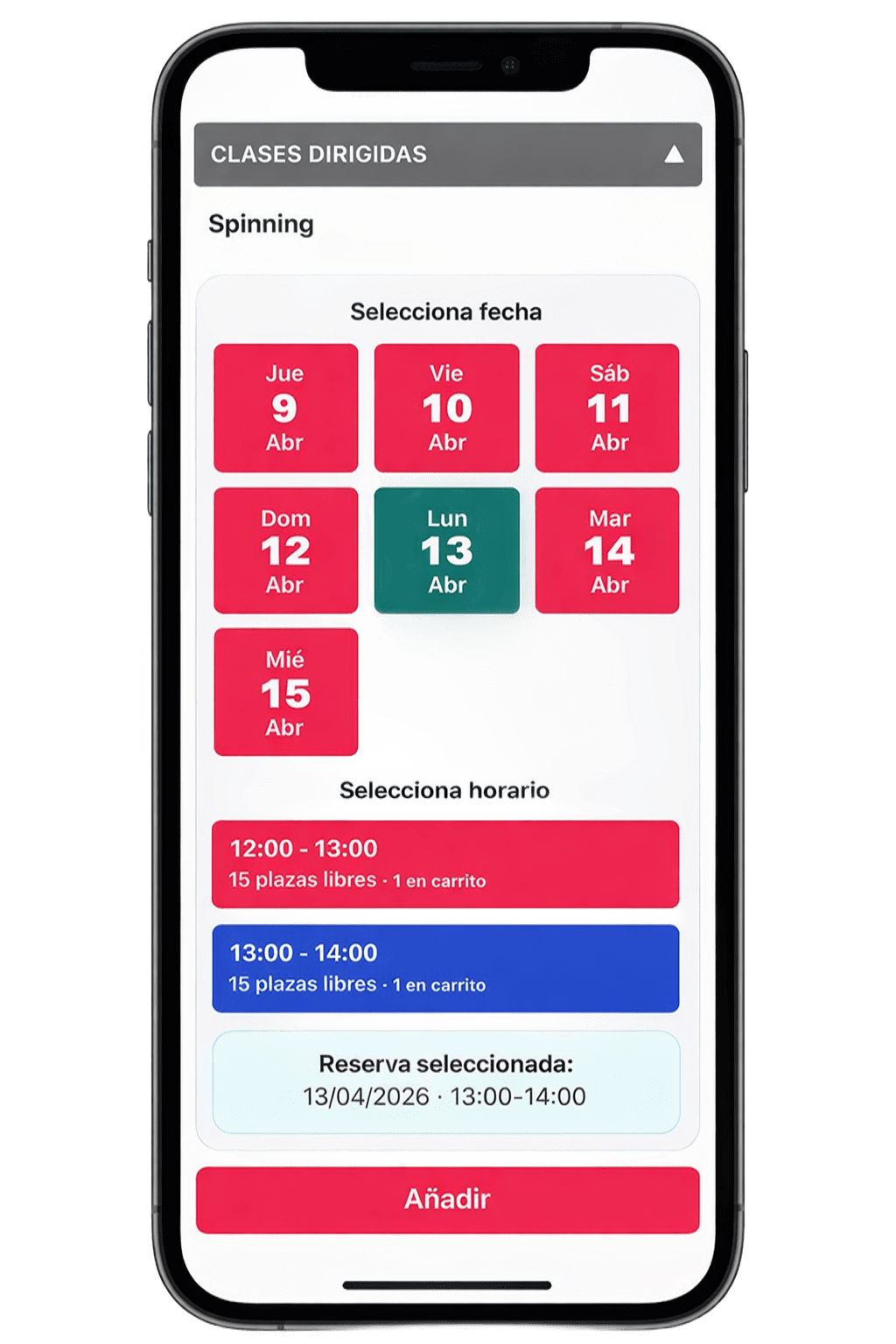 App para reservas online de clases y visitas en gimnasios y centros deportivos